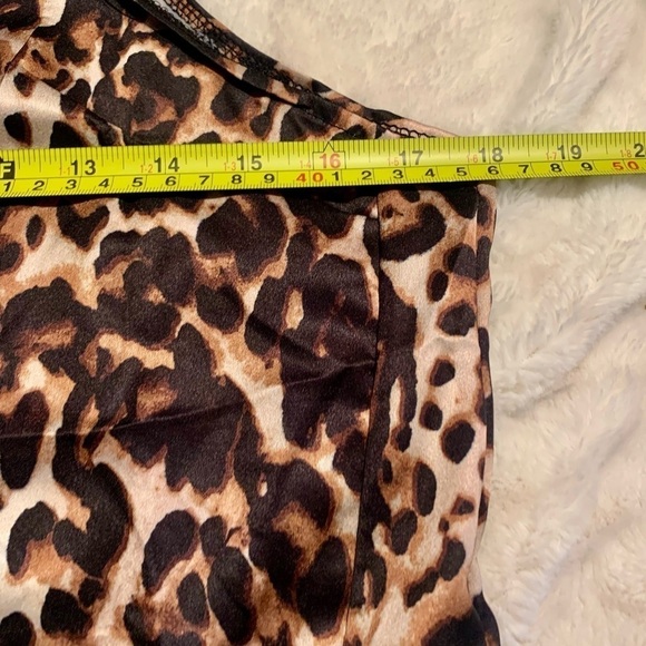 NWT Satin Tank Small OrderPlus Leopard Animal Print Black Brown Beige Keyhole - Picture 15 of 16